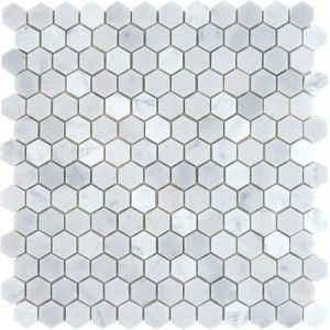 Carrara White Marble Hexagon Honed Mosaic 1 inch
